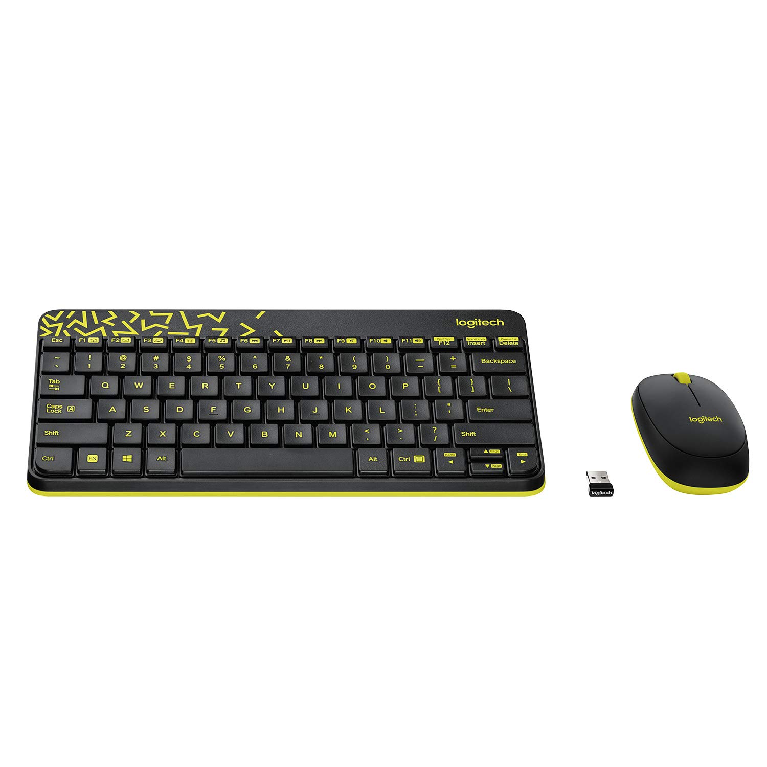 6124vLIswVL._SL1500_ Logitech MK240 Nano Wireless USB Keyboard and Mouse Set, 12 Function Keys 2.4GHz Wireless, 1000DPI, Spill-Resistant Design, PC/Mac, Black/Chartreuse Yellow