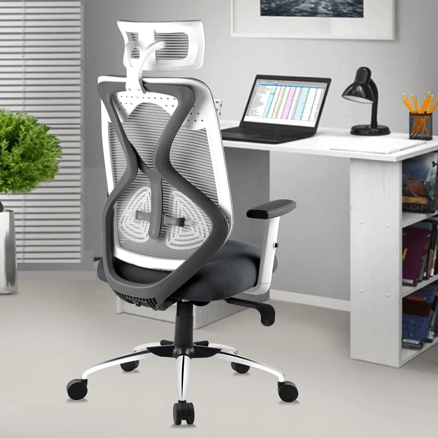ASTRIDE Ergofit Ergonomic Office Chair for Home | 3-Years Warranty | 2D Headrest, Adjustable Arms & Lumbar Support | Tilt Lock Mechanism [Heavy Duty Nylon Base, Red-Black]
